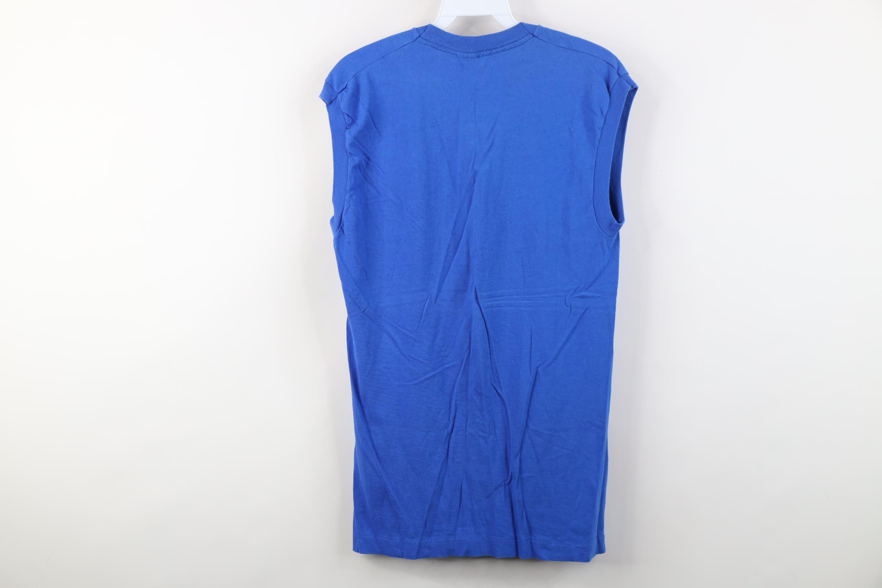 Vintage Vintage 90s Streetwear Blank Cotton Muscle T-Shirt Blue USA Size US M / EU 48-50 / 2 - 10 Thumbnail