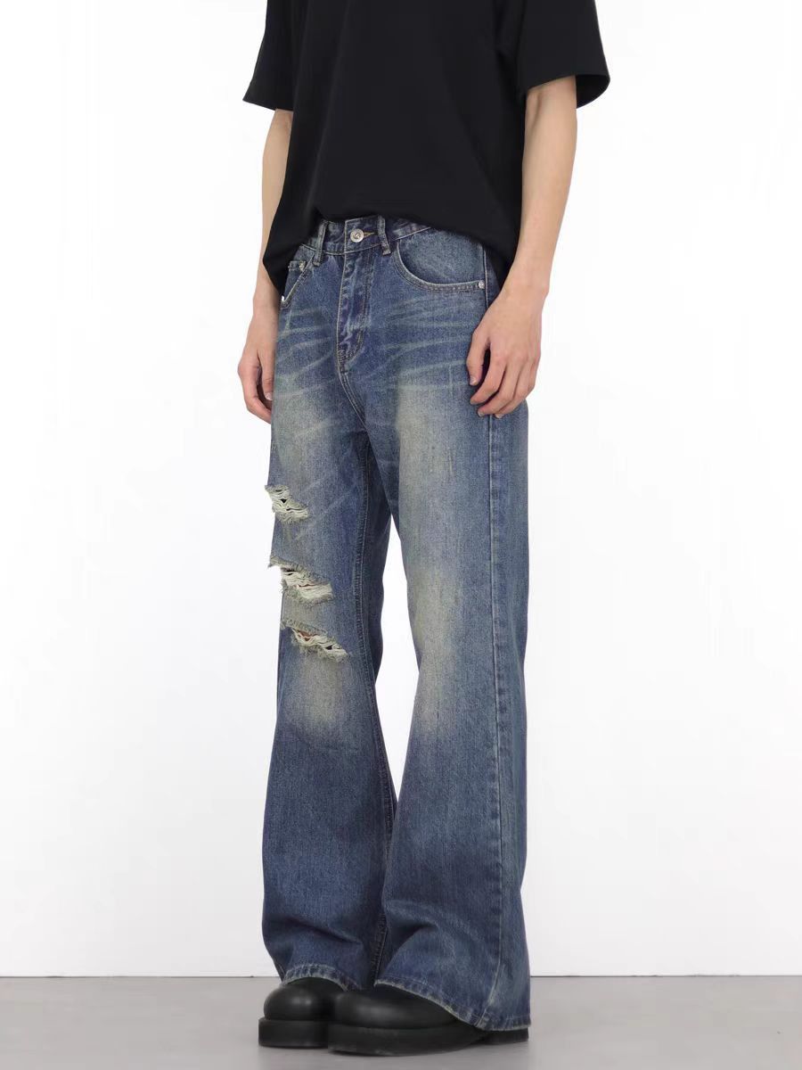 Japanese Brand × Jean Vintage ripped micro flare baggy jeans Size US 30 / EU 46 - 3 Thumbnail