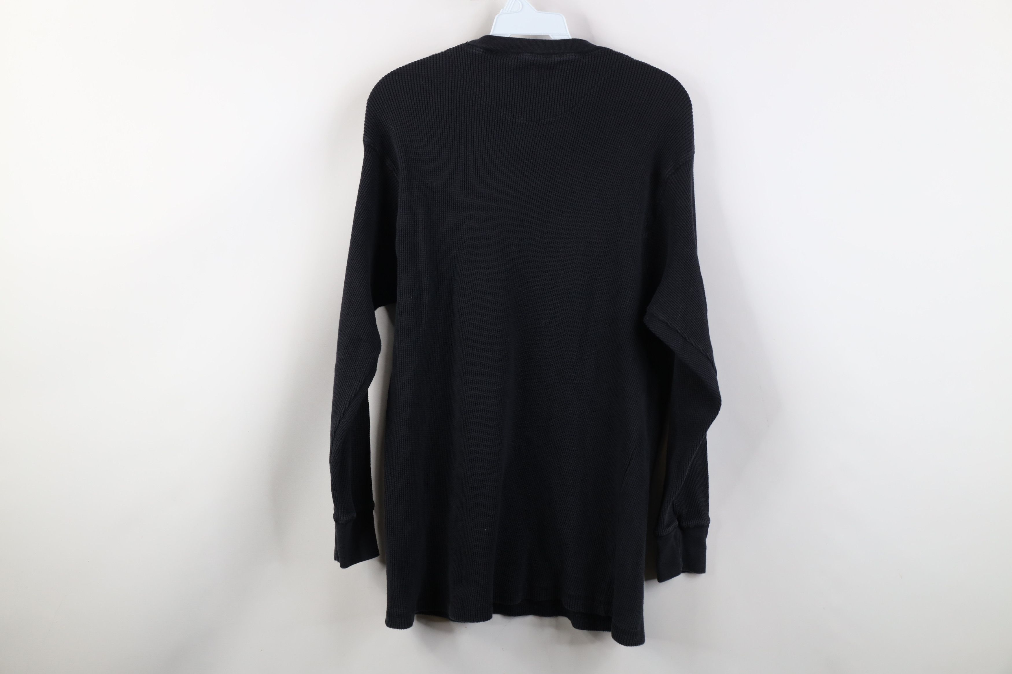 Vintage Vintage 90s Y2K Waffle Knit Long Sleeve T-Shirt Black Size US L / EU 52-54 / 3 - 9 Thumbnail