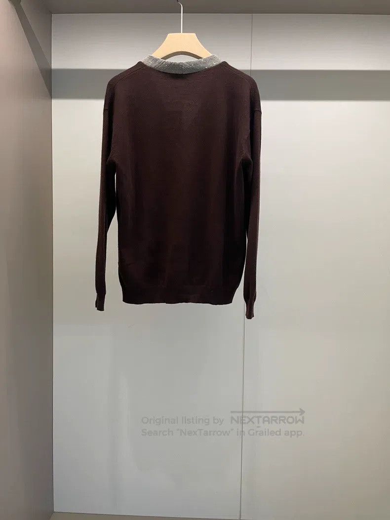 Brunello Cucinelli Brunello Cucinelli Burgundy Cashmere Beaded Sweater Size S / US 4 / IT 40 - 2 Thumbnail