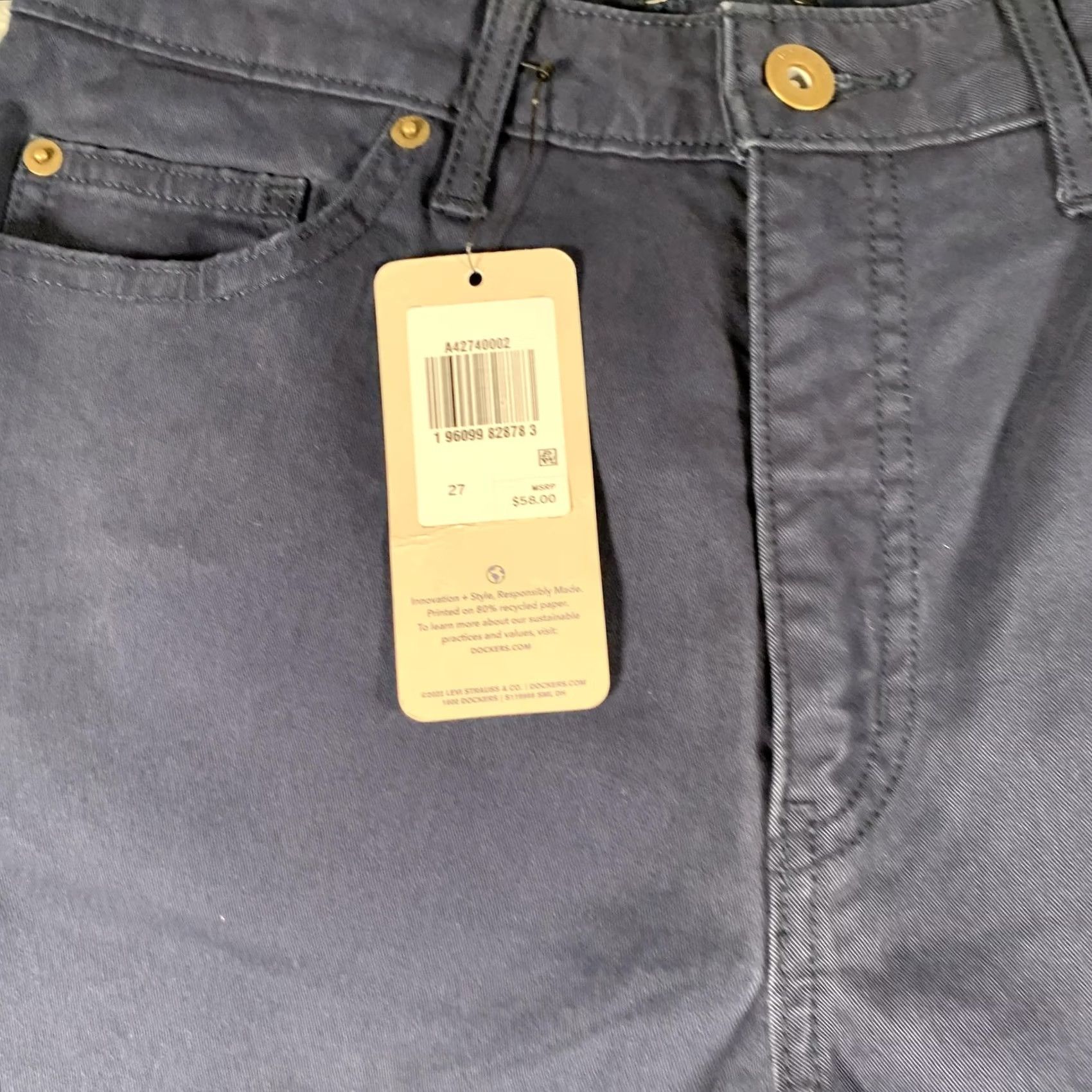 Dockers Dockers Jeans Womens 27 Navy High Slim High Rise Tapered Stretch Denim Size 27" / US 4 / IT 40 - 4 Thumbnail