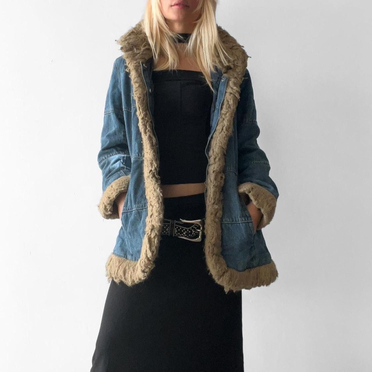Esprit × Vintage DENIM&FUR_JACKET Size S / US 4 / IT 40 - 3 Thumbnail