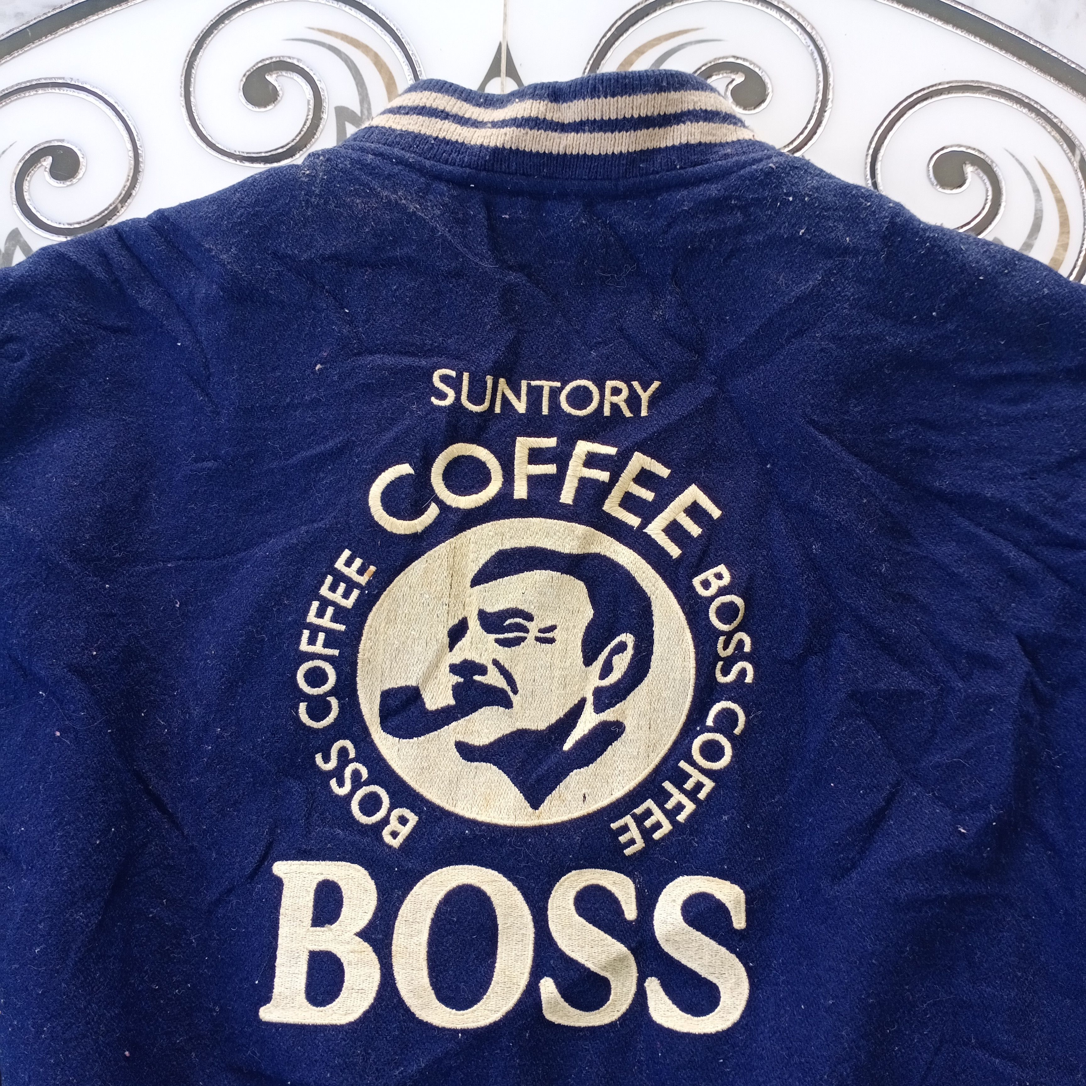 Japanese Brand Vintage Suntory Boss Coffee Leather Wool Varsity Jacket Size US XL / EU 56 / 4 - 9 Thumbnail