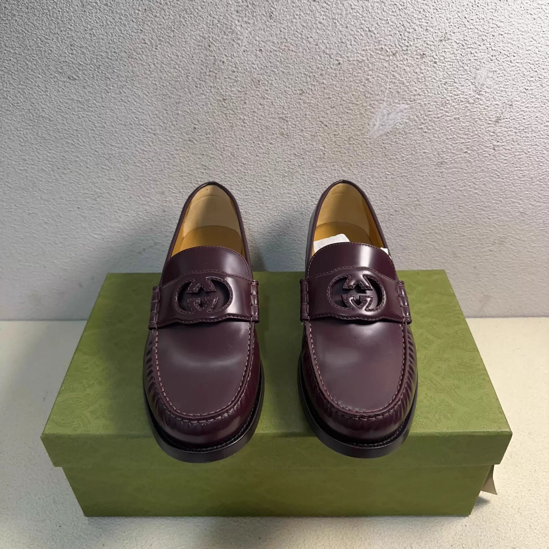 Gucci GUCCI Interlocking Leather Slip-On Sneaker Men's Burgundy 43 Size US 10 / EU 43 - 2 Thumbnail