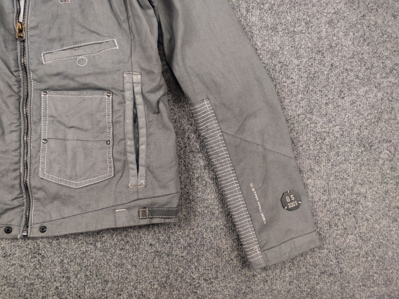 G-Star Vintage G Star Raw Gunner Zip Waxed Gray Cotton Biker Jacket Size M / US 6-8 / IT 42-44 - 5 Thumbnail