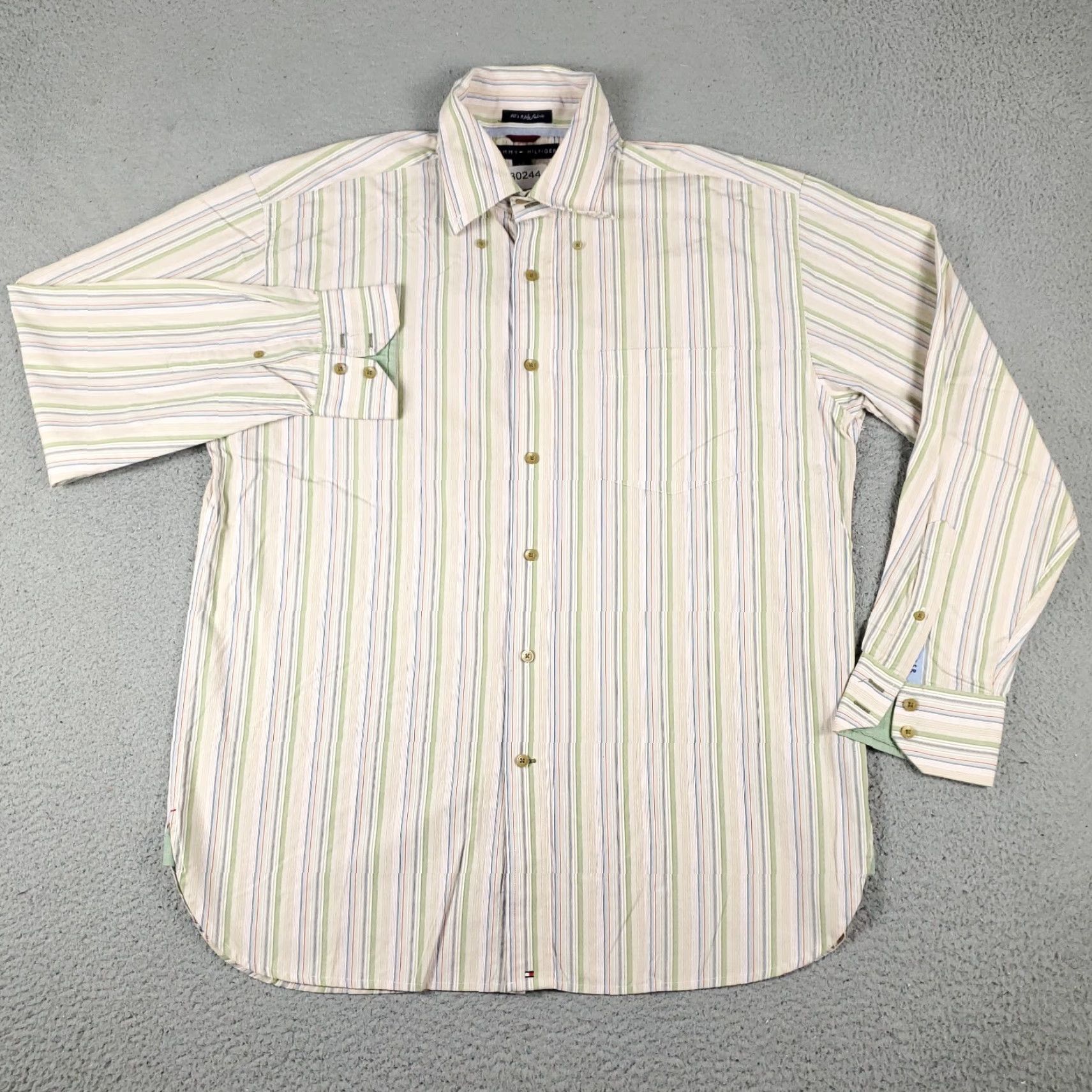 Tommy Hilfiger Tommy Hilfiger Shirt Mens Large Multicolor Striped Button-Up Long Sleeve Cotton Mens Size US L / EU 52-54 / 3 - 2 Thumbnail