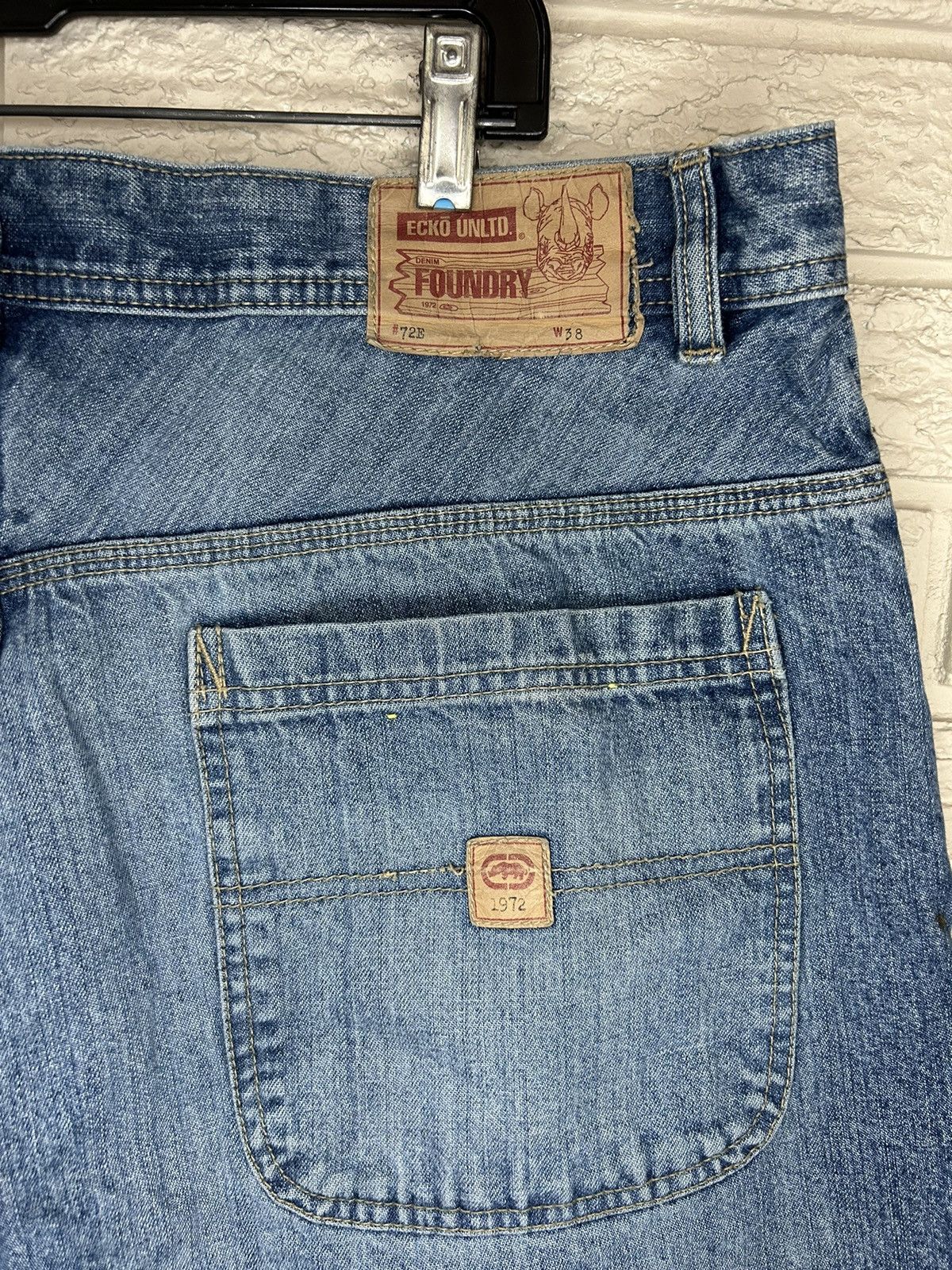 Ecko Unltd. × Vintage Vintage Ecko Carpenter Baggy Faded Denim Shorts Size US 38 / EU 54 - 2 Thumbnail