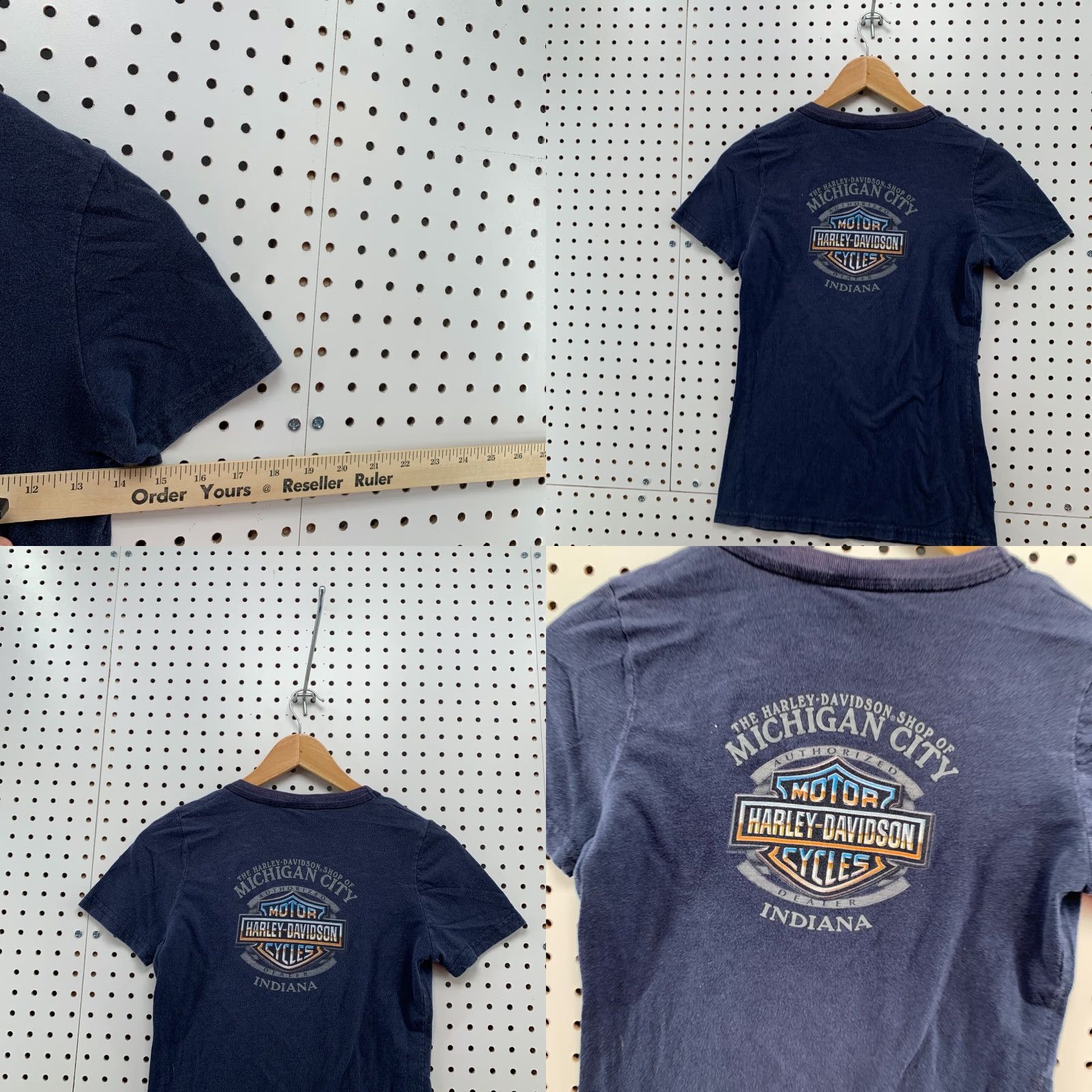 Harley Davidson HARLEY-DAVIDSON Women's T-Shirt Small Blue V-Neck Motorcycle City Theme Cap Sleeve Size 28" / US 6 / IT 42 - 8 Thumbnail