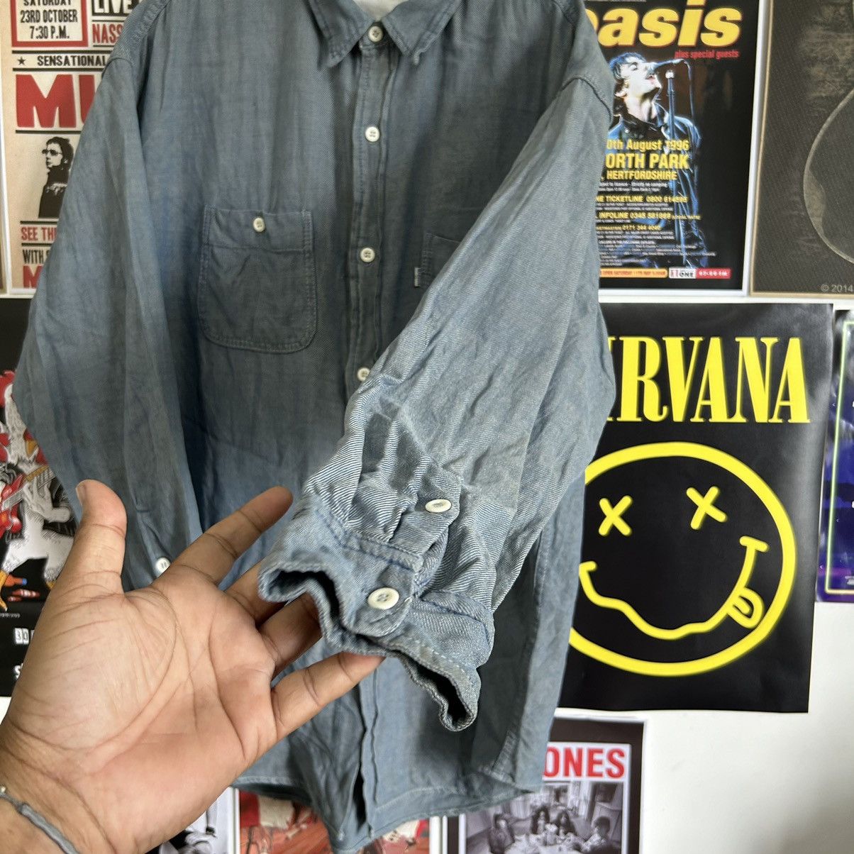 Vintage Vintage Synaps Hand Made Denim Button Down Long Sleeve Shirt Size US XL / EU 56 / 4 - 5 Thumbnail