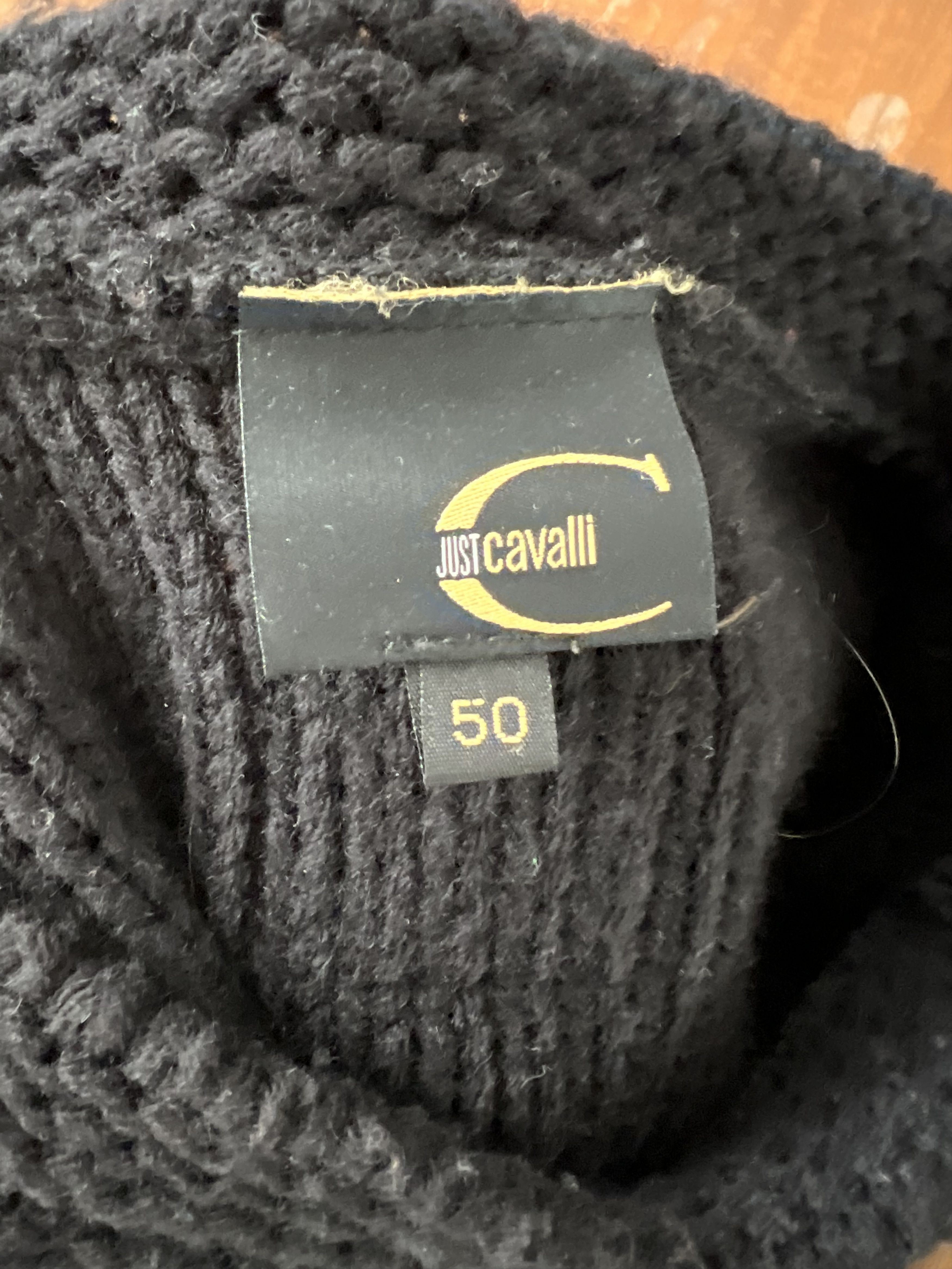 Just Cavalli Python Sleeve Wool Black Sweater Size US L / EU 52-54 / 3 - 5 Thumbnail