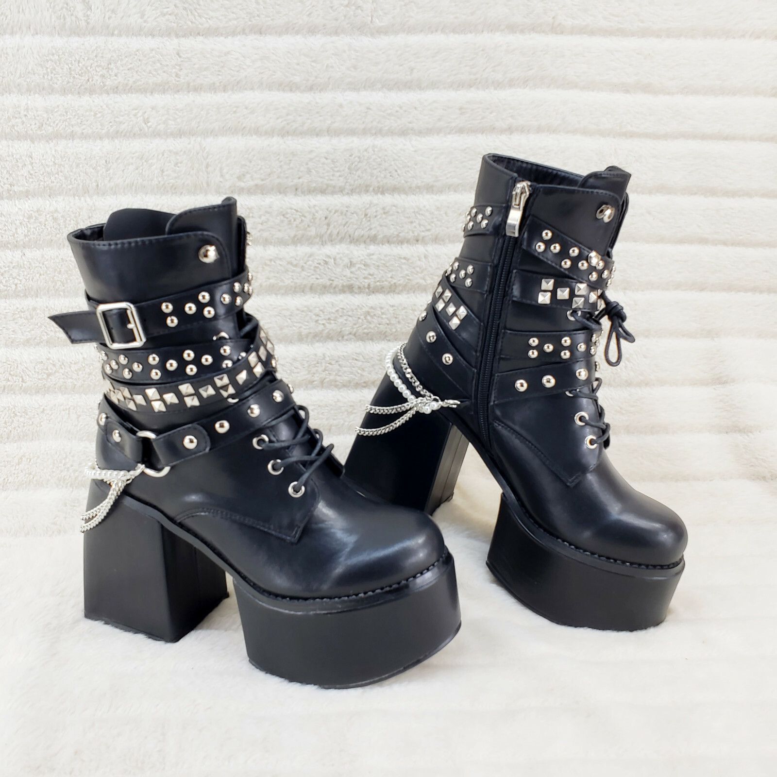 Other Ocho Black Ice Multipile Strap Platform Chunky Block Heel An Size US 6.5 / IT 36.5 - 1 Thumbnail