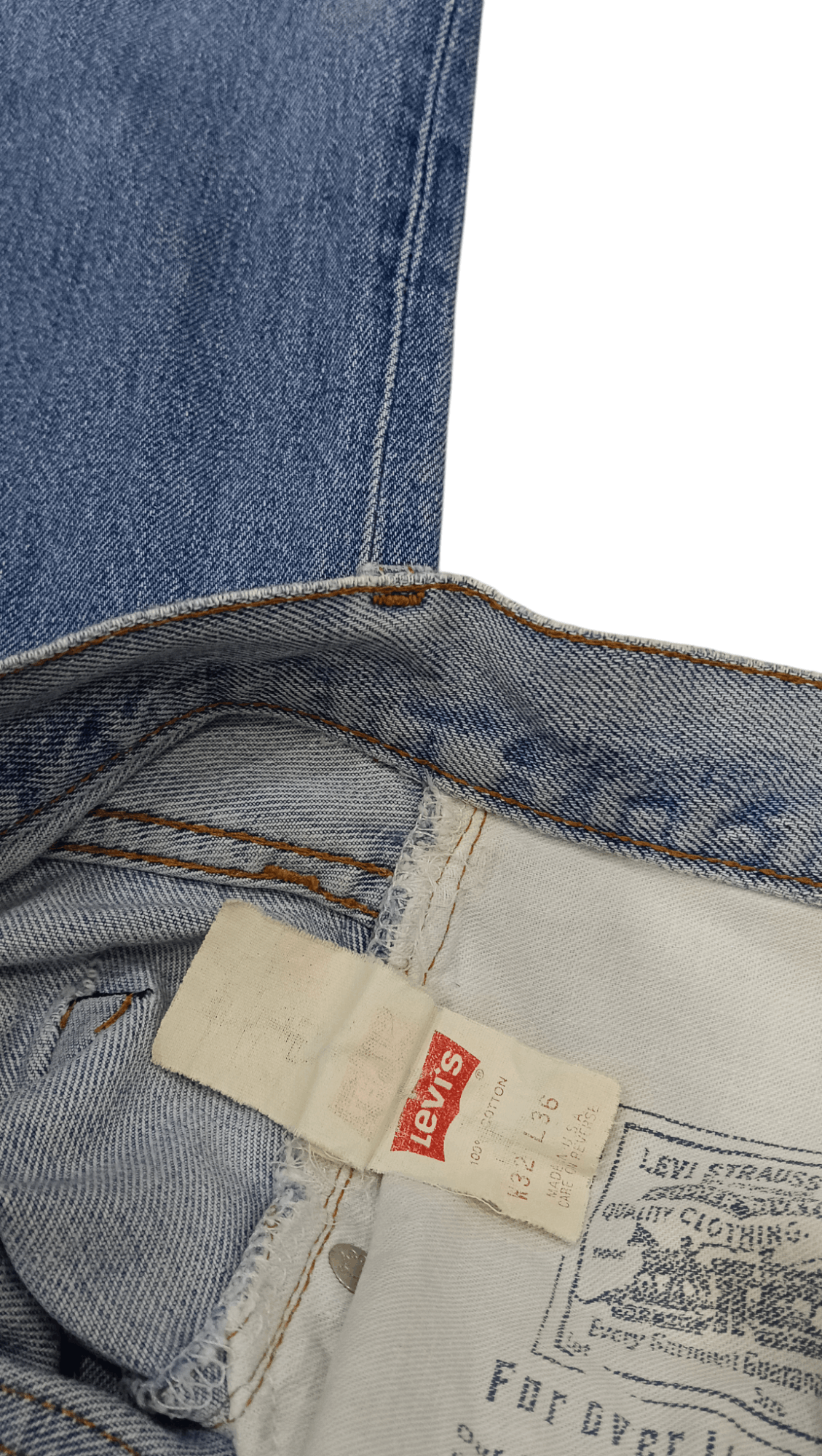 Levi's 90s Levis Selvedge Denim USA 555 Big E Distressed (S302) Size US 30 / EU 46 - 9 Thumbnail