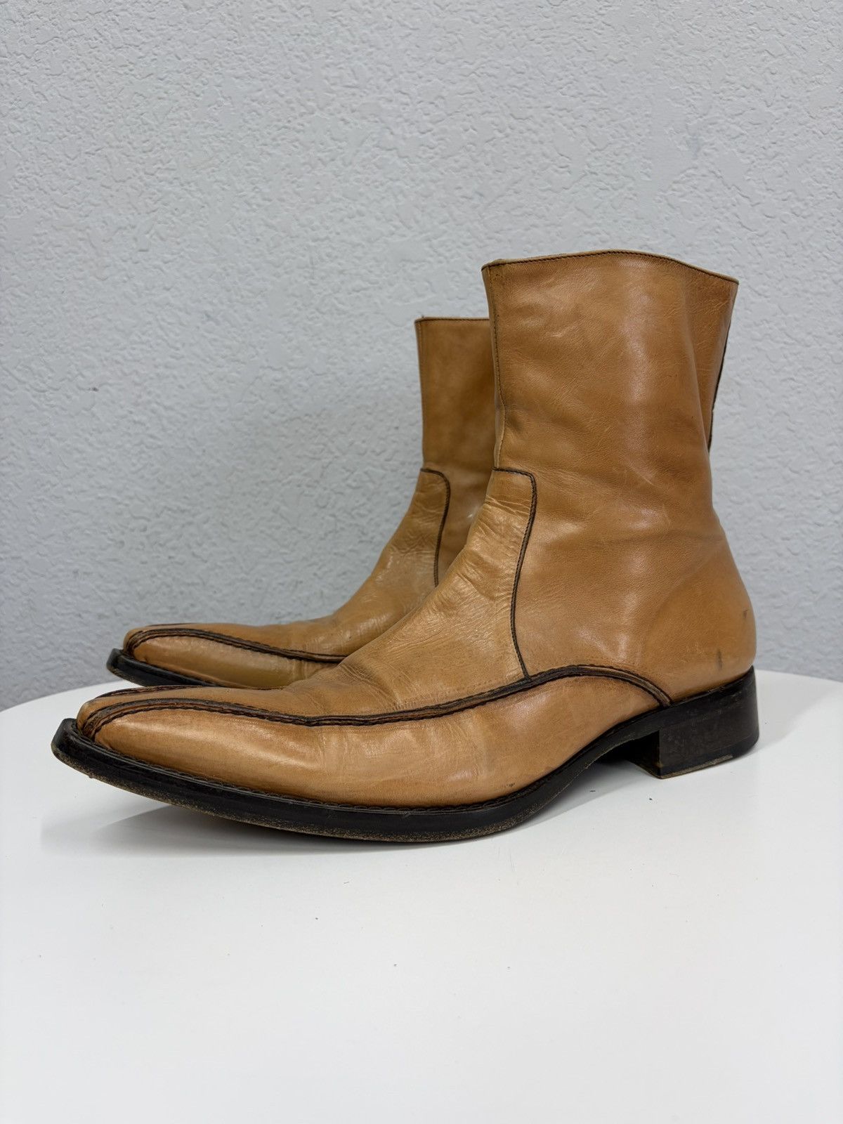 Hedi Slimane Vintage Camel Leather Zip Boots Guidi CCP Rick Owens Style Size US 11 / EU 44 - 7 Thumbnail