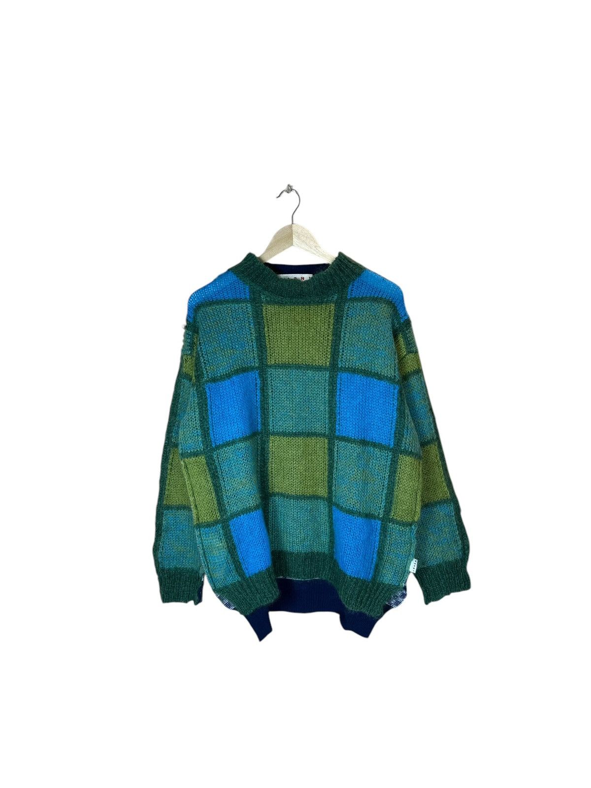 Marni Mohair half and half sweater green knit Sweater