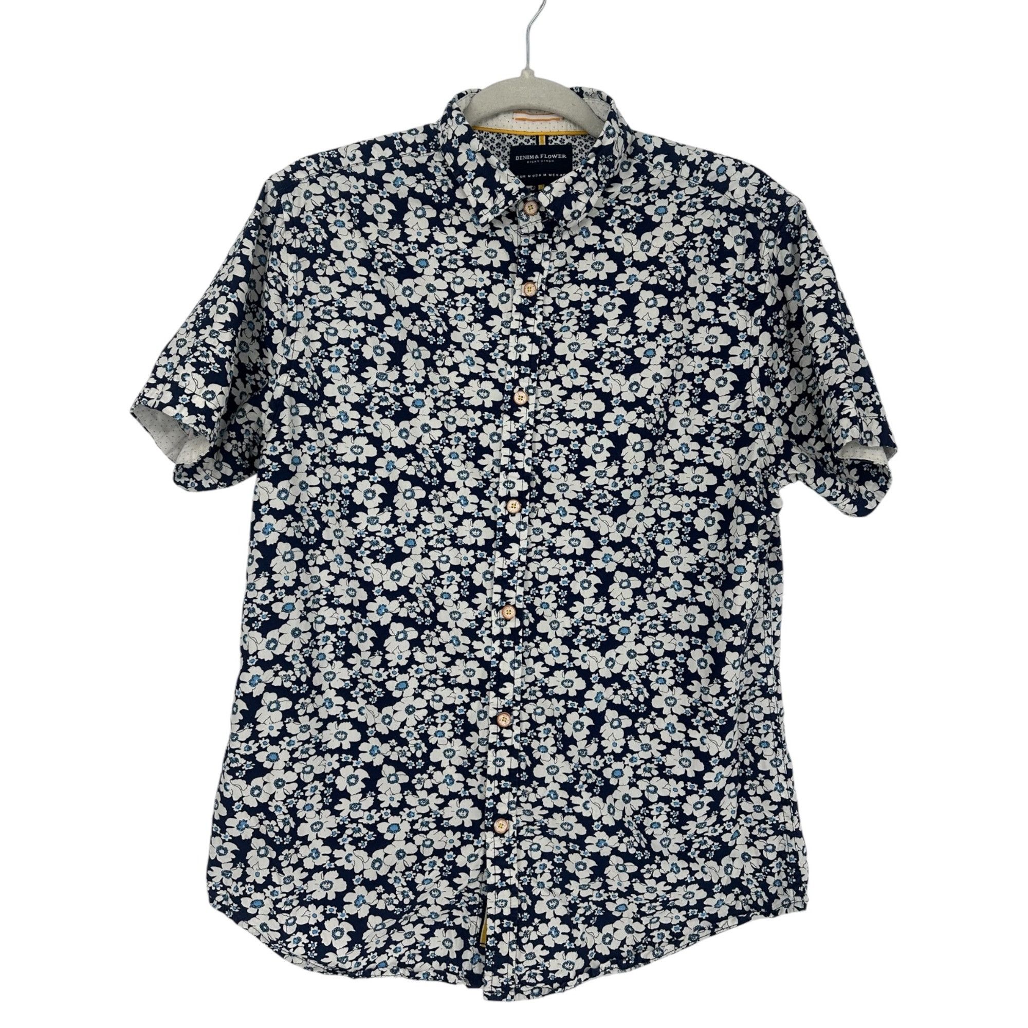 Other Denim & Flower Ricky Singh Slim Fit Floral Shirt Medium Navy Size US M / EU 48-50 / 2 - 1 Thumbnail