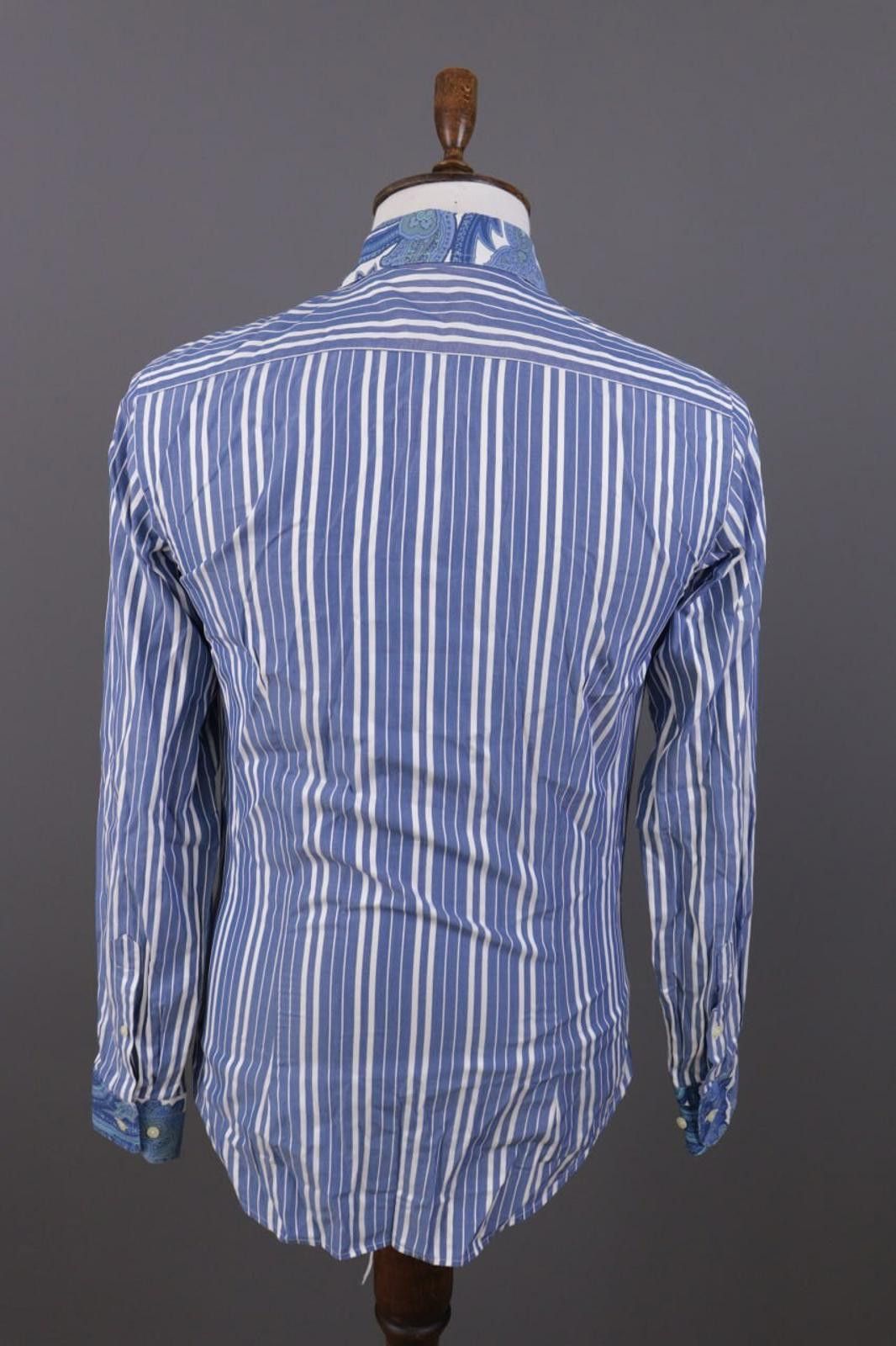 Eton Eton Blue White Striped 100% Cotton Collar Shirt Size 38 Size US M / EU 48-50 / 2 - 9 Thumbnail