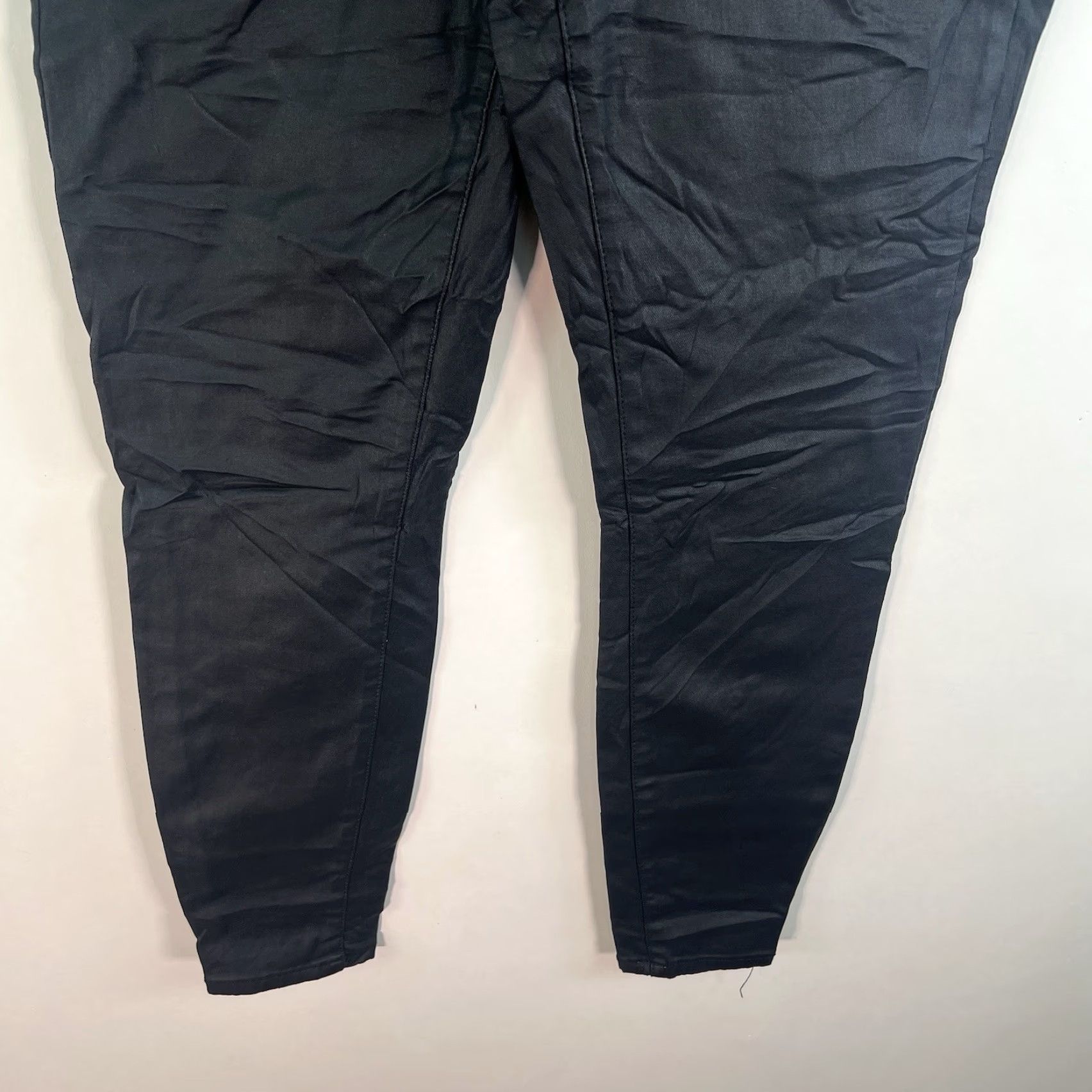 Vintage 12th Tribe Nixon Coated Skinny Pants Womens Size 29 Black Faux Leather Ankle Comfort Biker Casual Size 29" - 5 Thumbnail