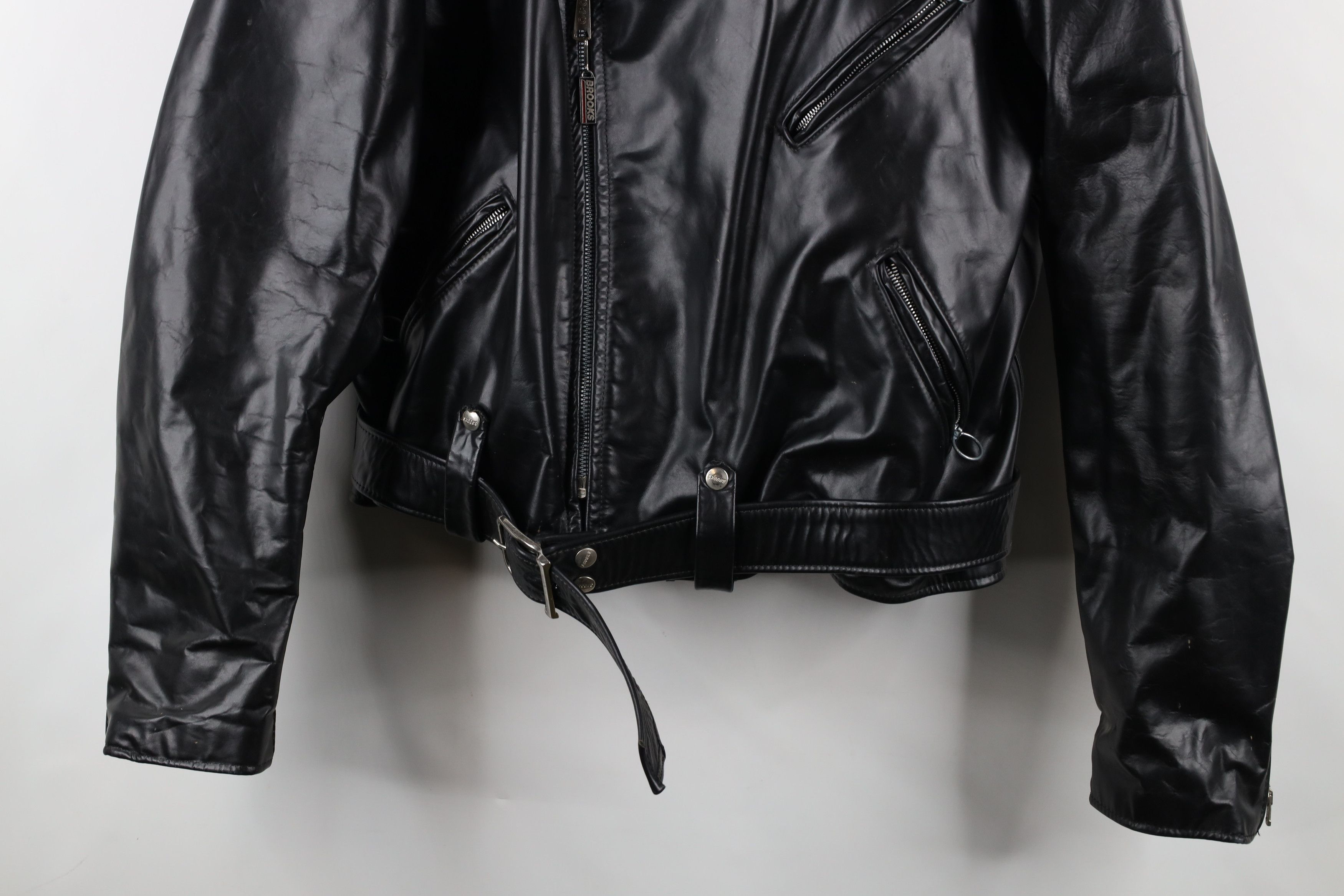 Vintage Vintage 70s 80s Belted Leather Motorcycle Jacket Black USA Size US XXL / EU 58 / 5 - 3 Thumbnail
