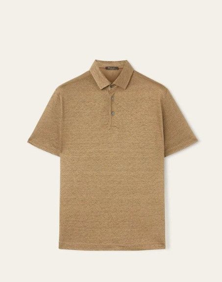 Loro Piana o1w1db10725 FAI1314 Linen Polo Shirt in Brown Size US XL / EU 56 / 4 - 1 Thumbnail