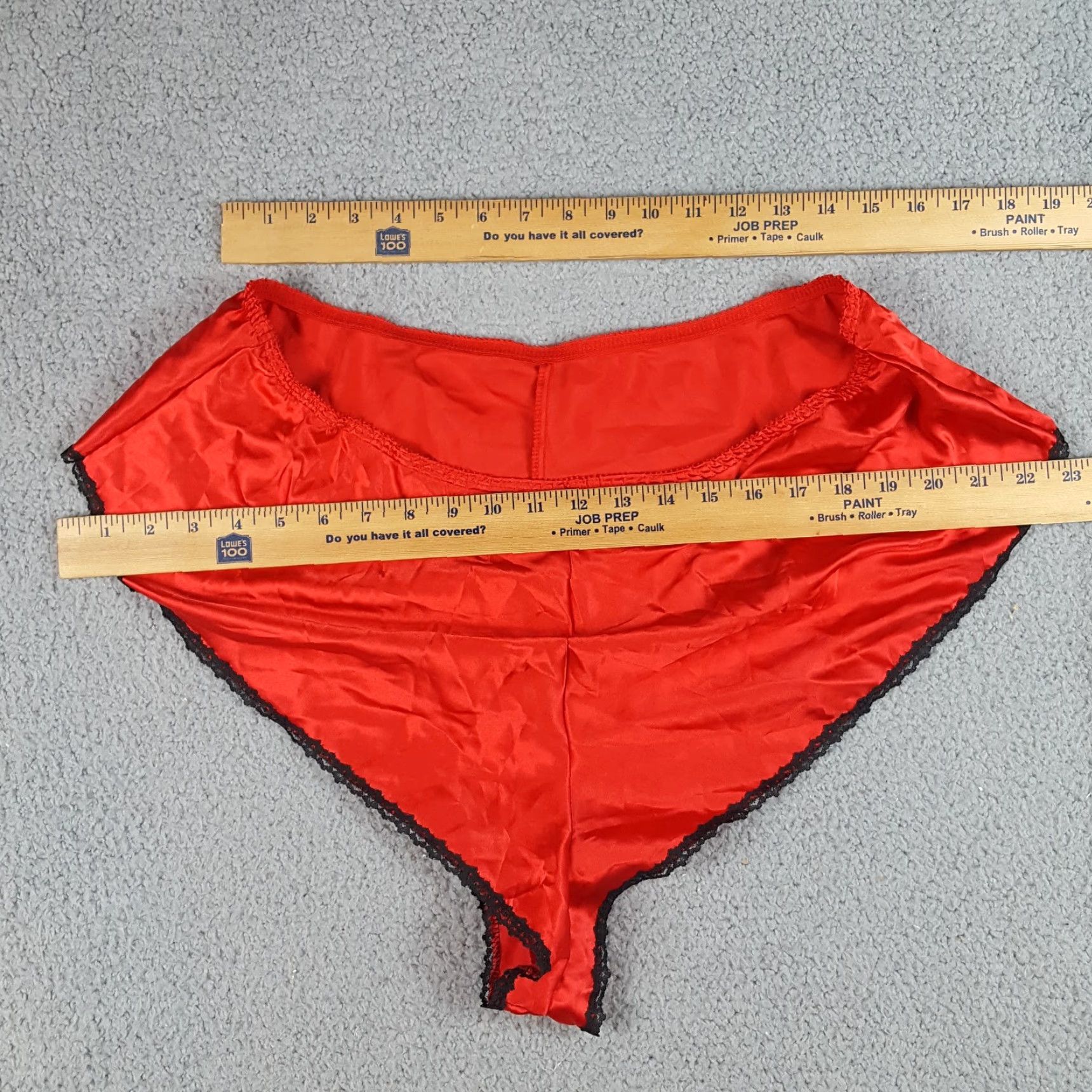 Vintage VINTAGE Red Satin Black Lace High Waisted Panties Women's XL 80s Intimates Size 40" / US 18 - 3 Thumbnail