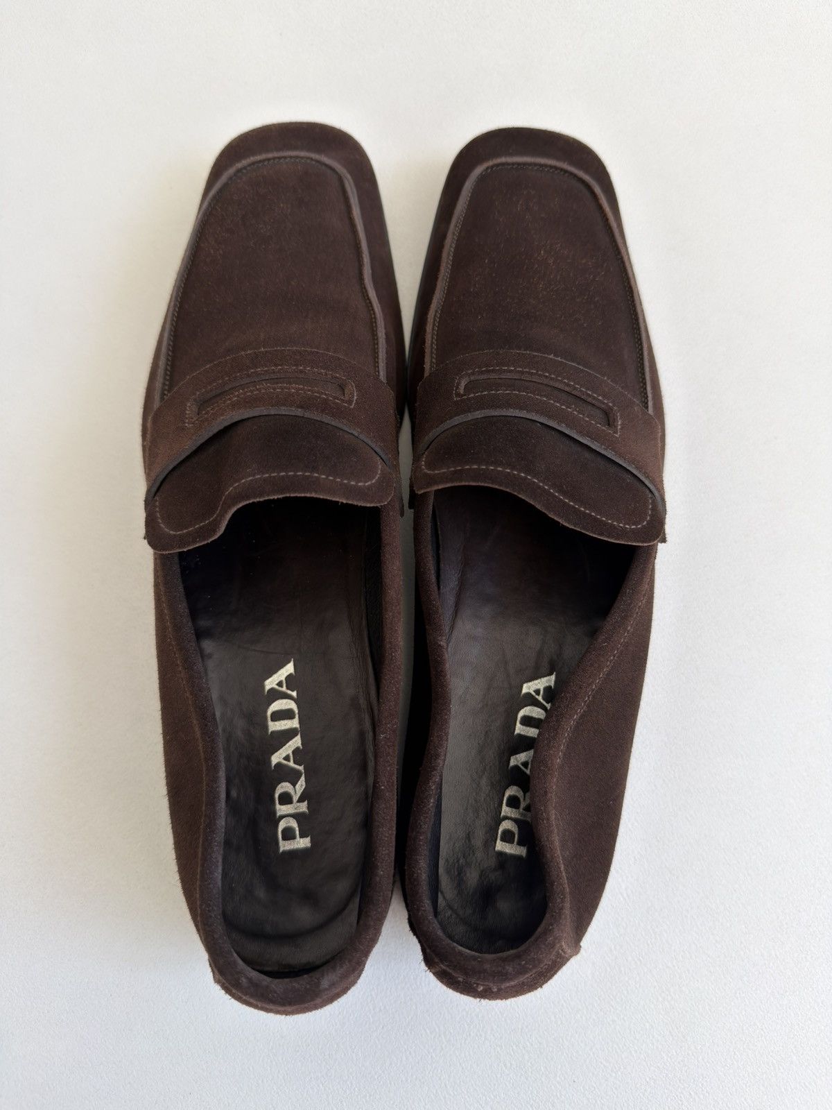 Prada Brown Suede ‘Square Toe’ Loafers Size US 8.5 / EU 41-42 - 14 Thumbnail