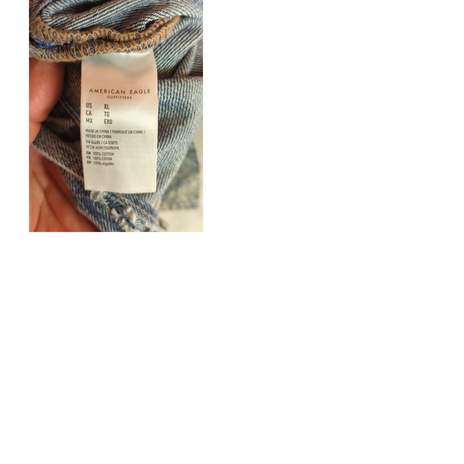 American Eagle Outfitters VINTAGE American Eagle Boyfriend Jean Jacket XL Blue Patchwork Distressed Oversized Size 40" / US 18 - 12 Thumbnail