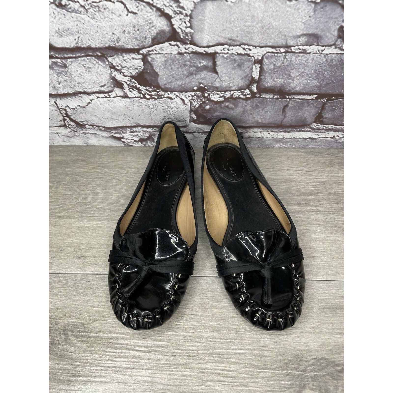 Kate Spade Kate Spade Black Patent Leather Slip On Bow Ballet Flats Sho Size US 6 / IT 36 - 14 Thumbnail