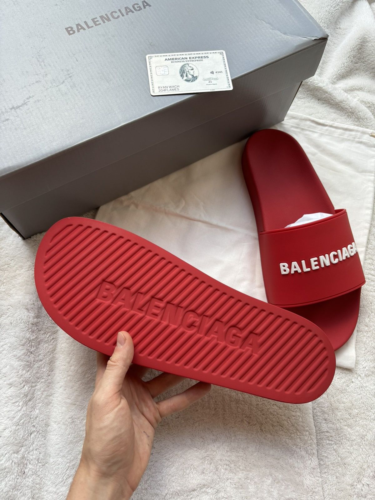 Balenciaga Balenciaga Red Logo Slides Size US 14 / EU 47 - 4 Thumbnail