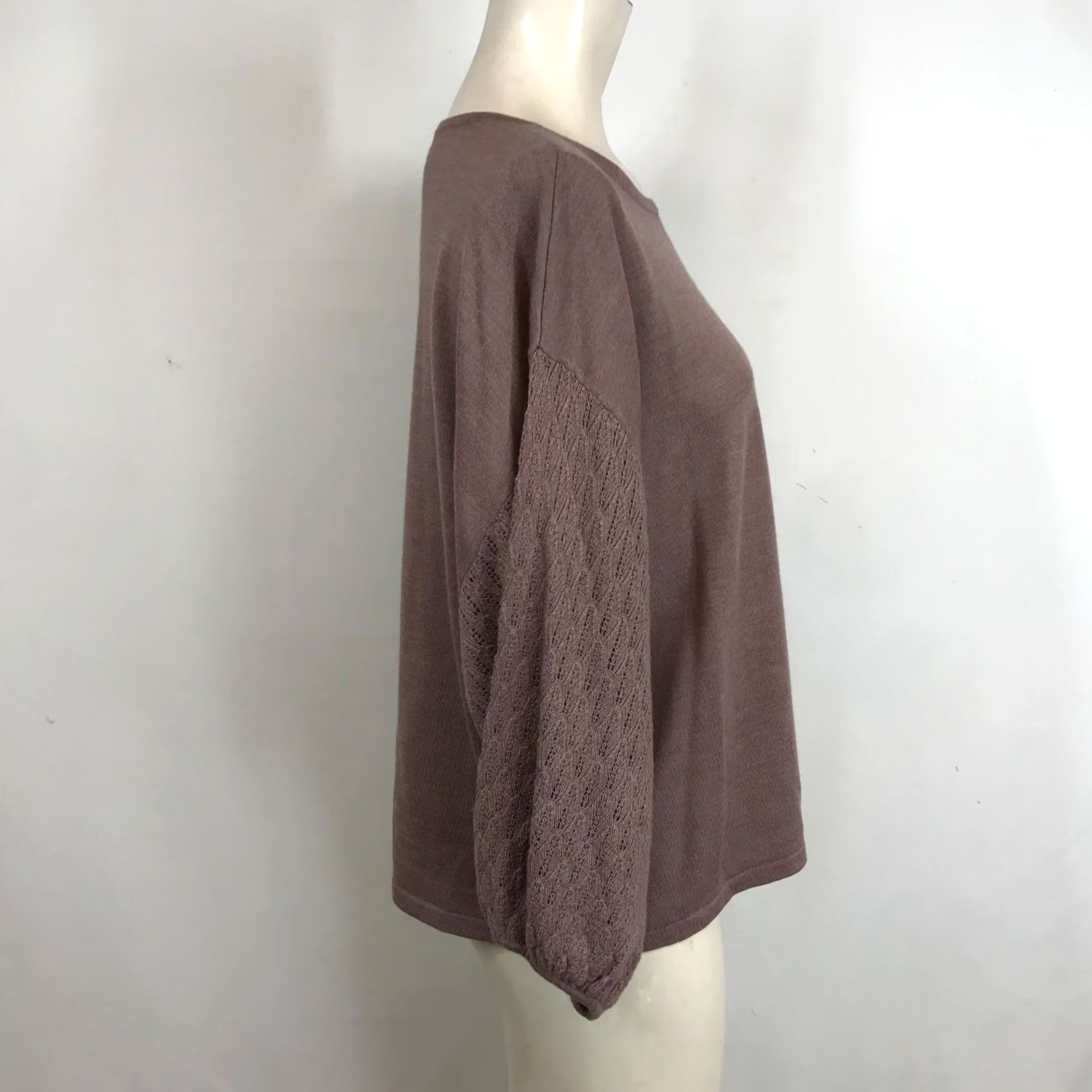 Vintage Garnet Hill Womens Small MAUVE Merino Wool Pullover Sweater Round Neck Size S / US 4 / IT 40 - 4 Thumbnail