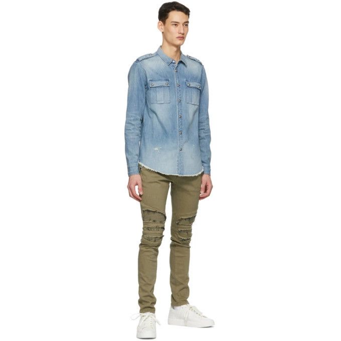 Balmain o1y0426 Denim Pant in Military Green Size US 33 - 4 Thumbnail