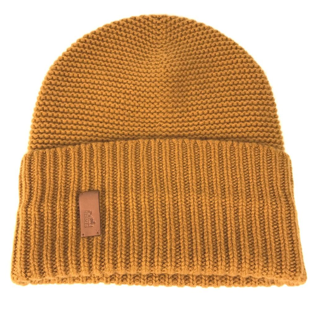 Hermes Leather Tag Boston Beanie Chapeau Knitted Hat Knit Cap Cashmere Men