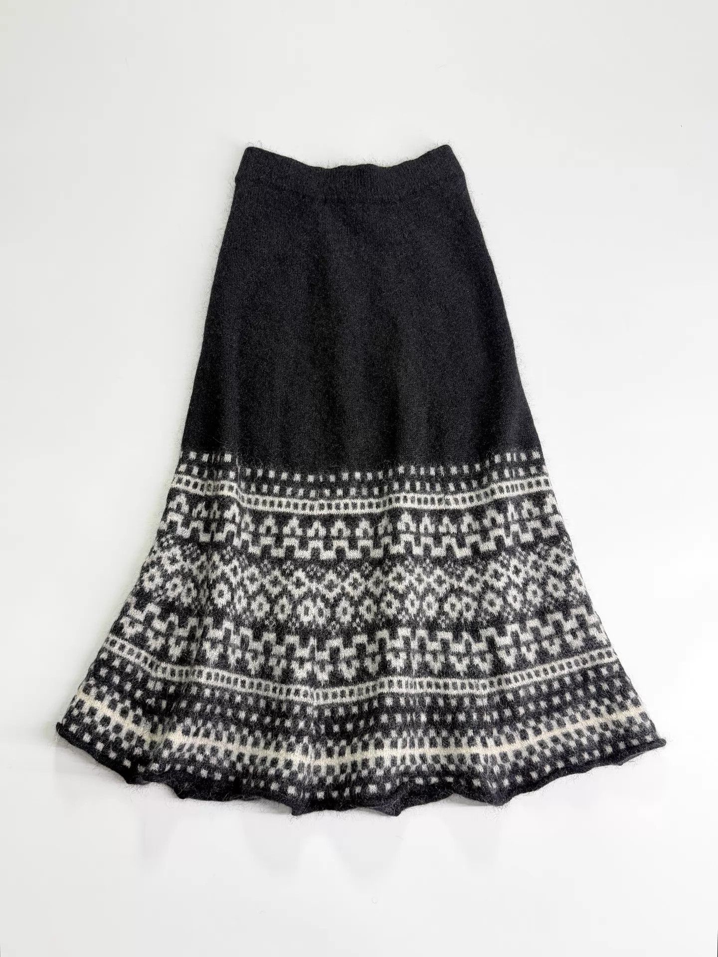 Yohji Yamamoto Yohji Yamamoto Y's F.I. Wool Midi Skirt Black/White Size F Size 27" / US 4 / IT 40 - 1 Thumbnail