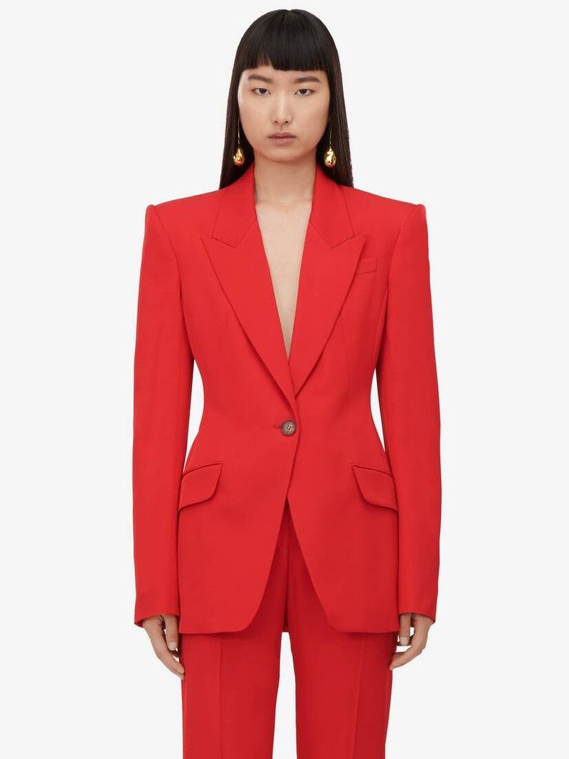 Alexander McQueen o1srvl11e0326 Single-Breasted Jacket in Red Size S / US 4 / IT 40 - 3 Thumbnail