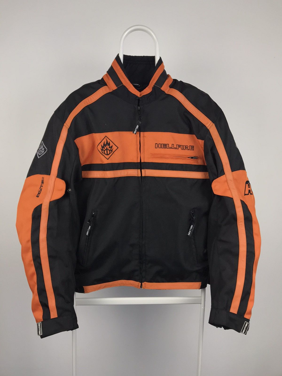 Vintage Hellfire Big Logo Racing Moto Biker Nylon Jacket