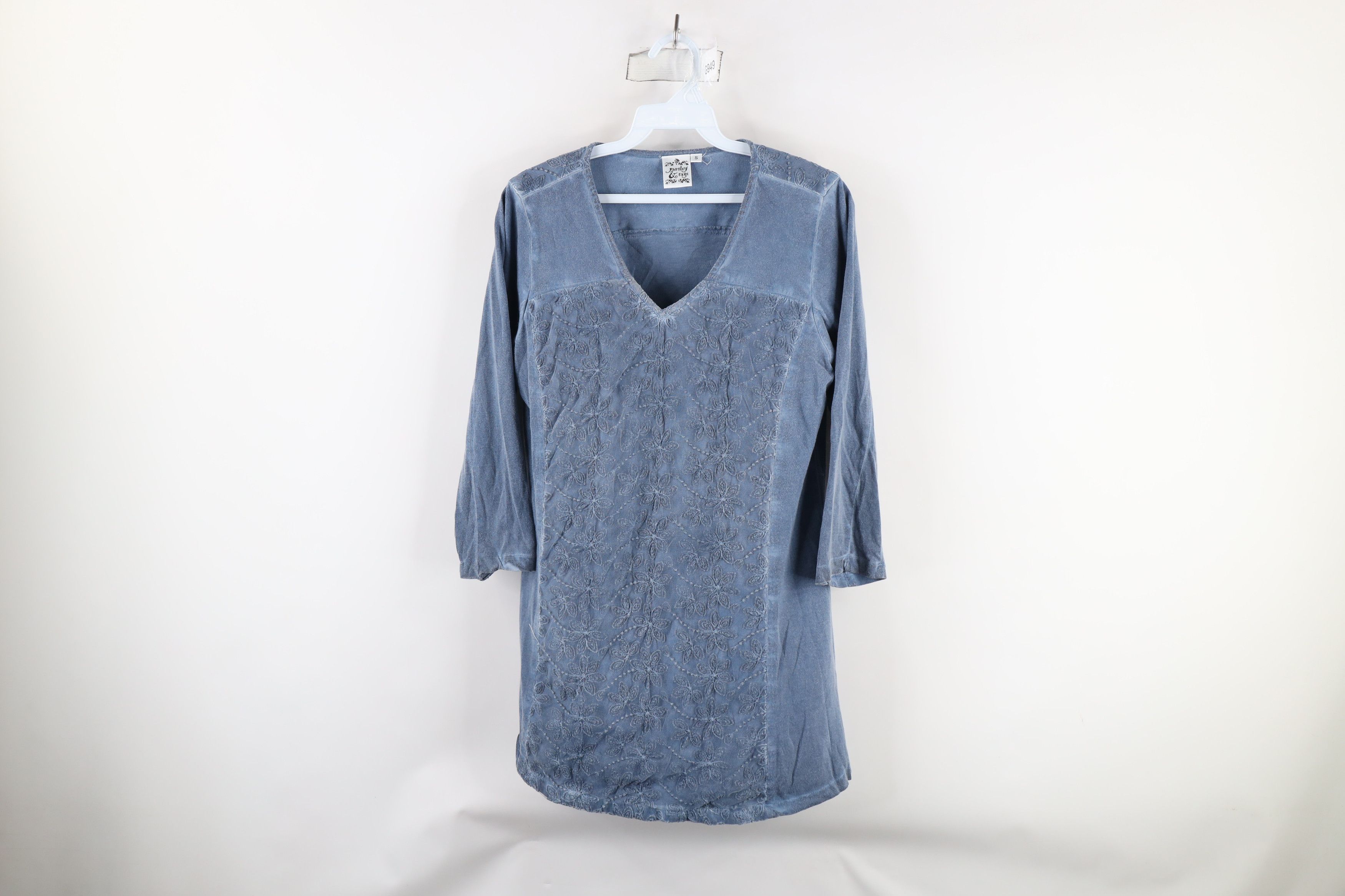 Vintage Vintage 90s Parsley & Sage Lace Flower Tunic T-Shirt Blue Size S / US 4 / IT 40 - 1 Thumbnail