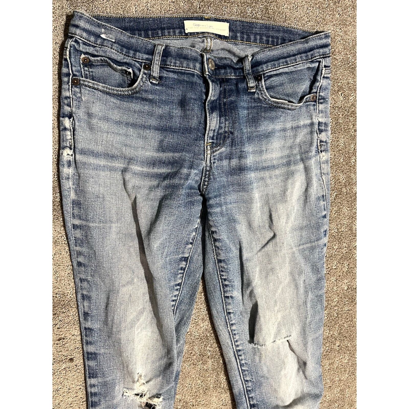 Gap Gap 1969 Jeans Women's 28S Blue Med Wash Real Straight Leg Jeans Size 28" / US 6 / IT 42 - 2 Thumbnail