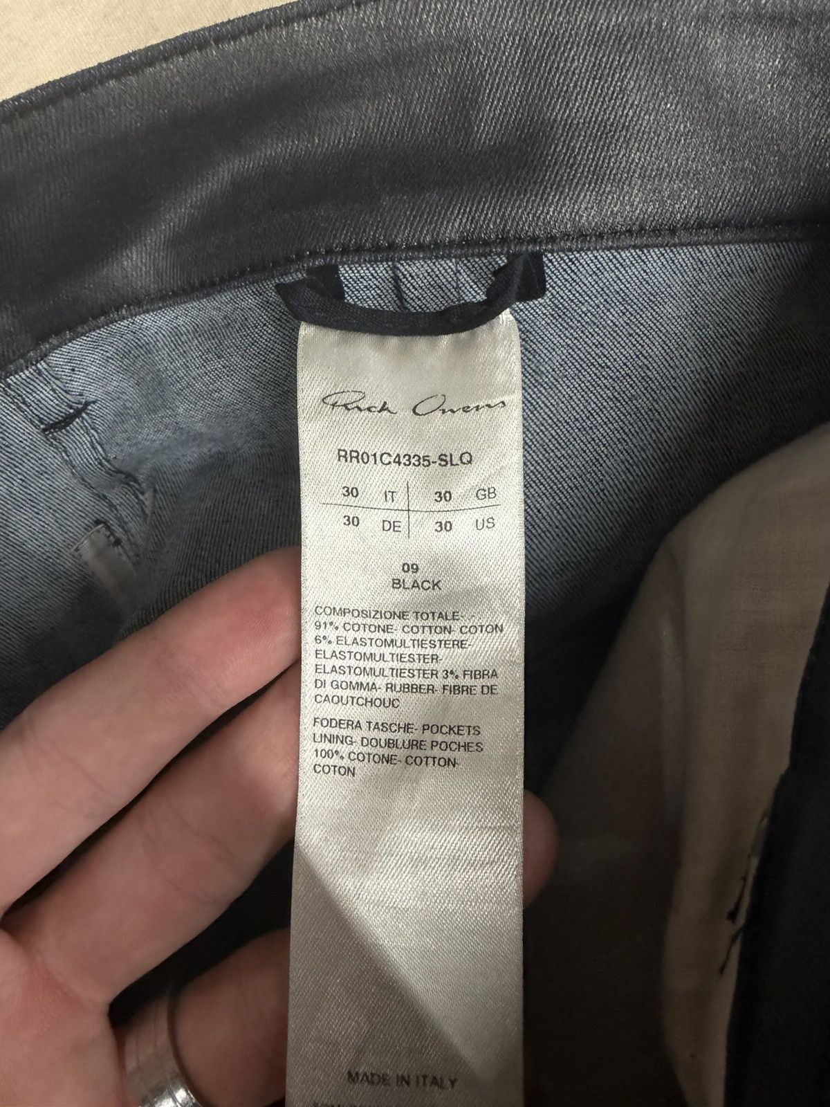 Rick Owens Rick Owens Black Waxed Coated Bolan Size US 30 / EU 46 - 20 Thumbnail