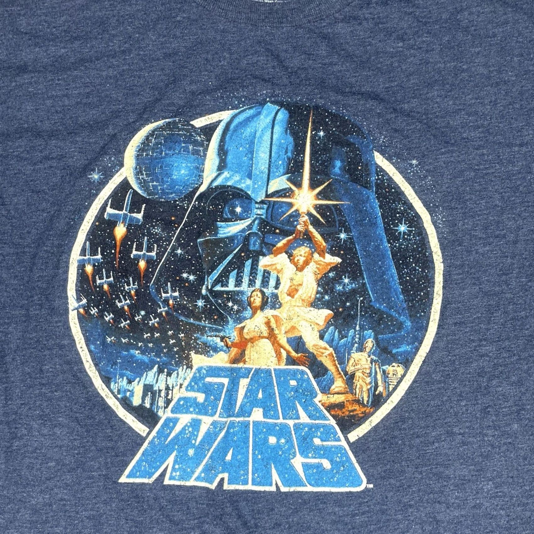 Star Wars Star Wars Graphics T-Shirt Mens L Blue Crewneck Short Sleeve Cotton Polyester Knit Logo Print Regular Size US L / EU 52-54 / 3 - 2 Thumbnail