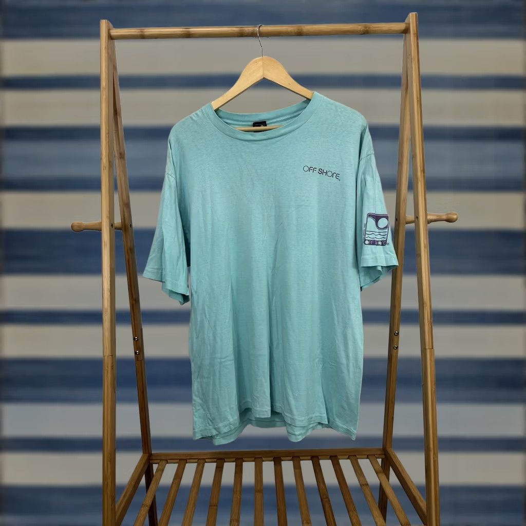 VIBE VTG 80s Off Shore Surf Skate Beach Lifestyle Vibe 1998 T-Shirt XL Teal Mens Short Sleeve Wave Beach Surf Skate Vintage XL T-Shirt off Shore Size US XL / EU 56 / 4 - 1 Thumbnail