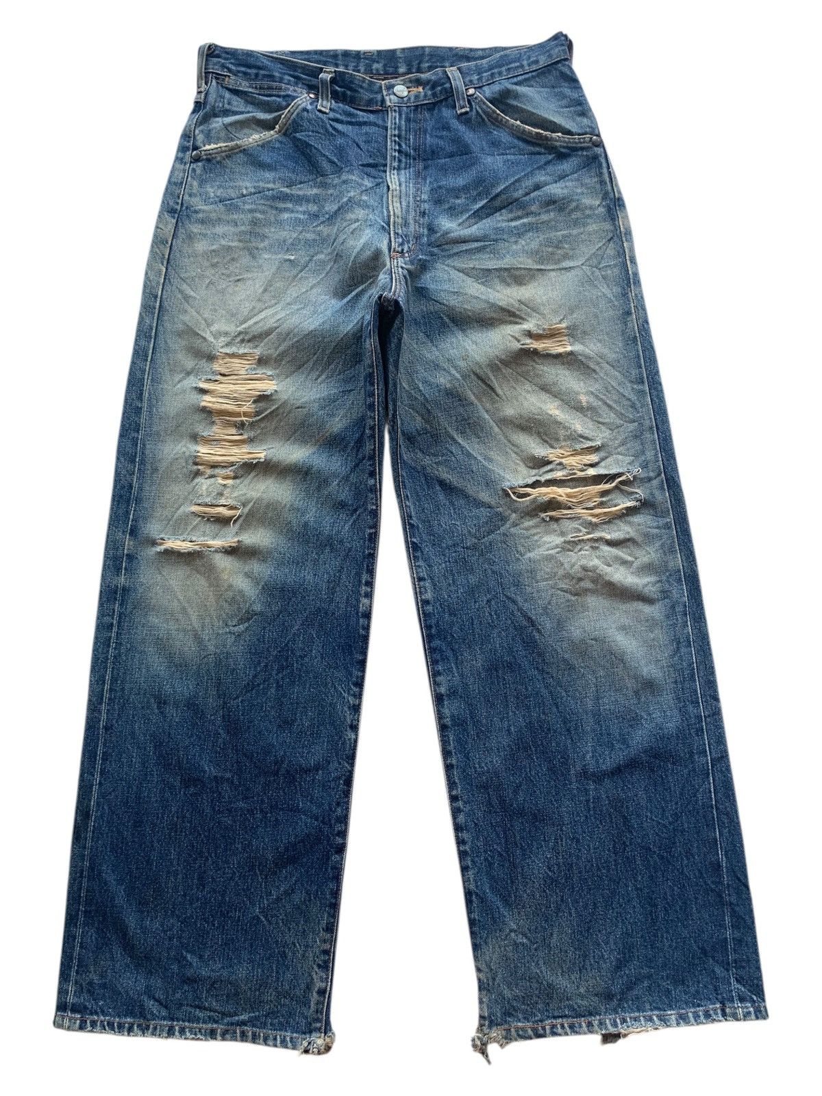 Wrangler VINTAGE WRANGLER SELVEDGE BAGGY RUSTY DISTRESSED DENIM Size US 33 - 1 Thumbnail
