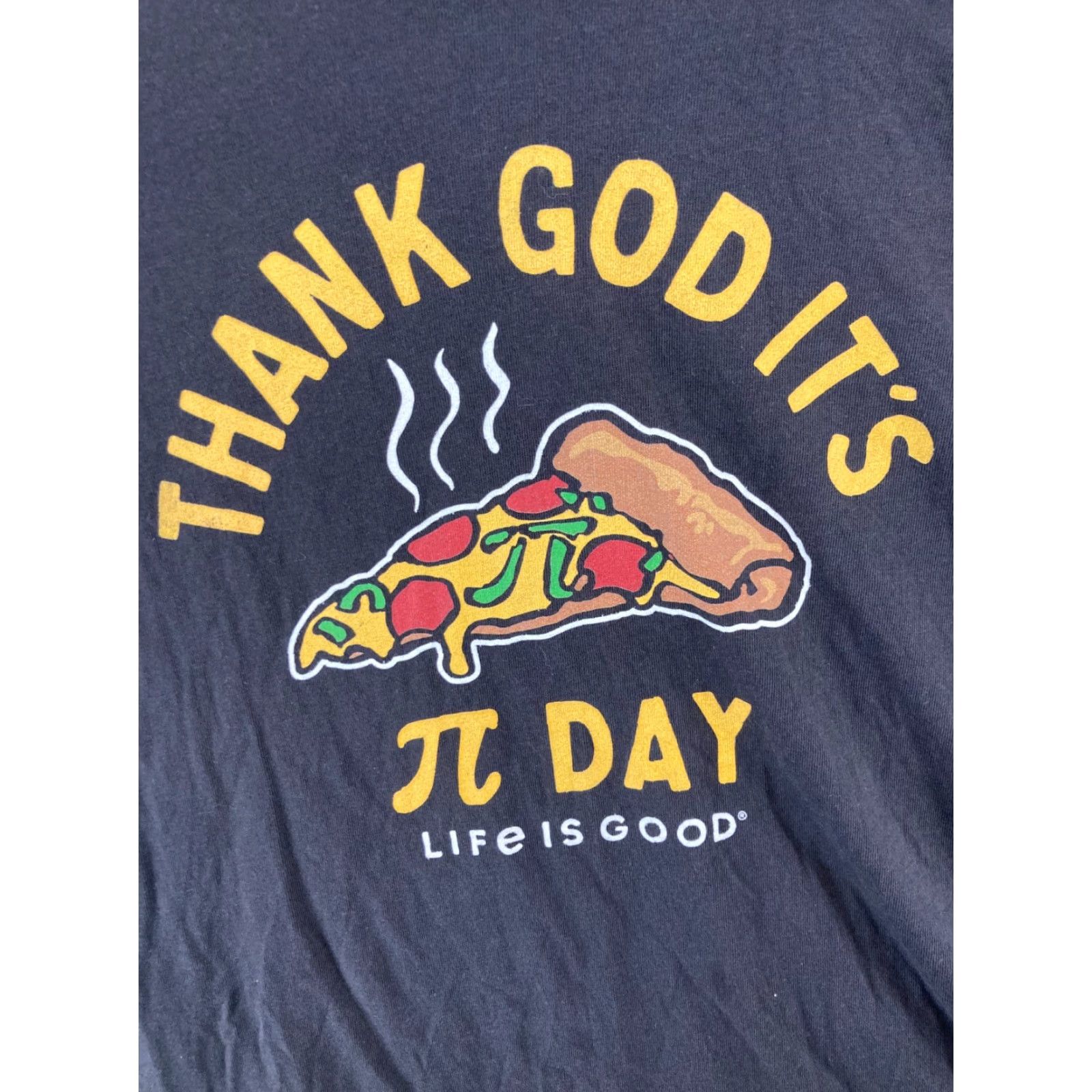 Life is Good Life Is Good Graphic Print T-Shirt XL Gray Crusher Tee Thank God It's Pie Day Mens Size US XL / EU 56 / 4 - 4 Thumbnail
