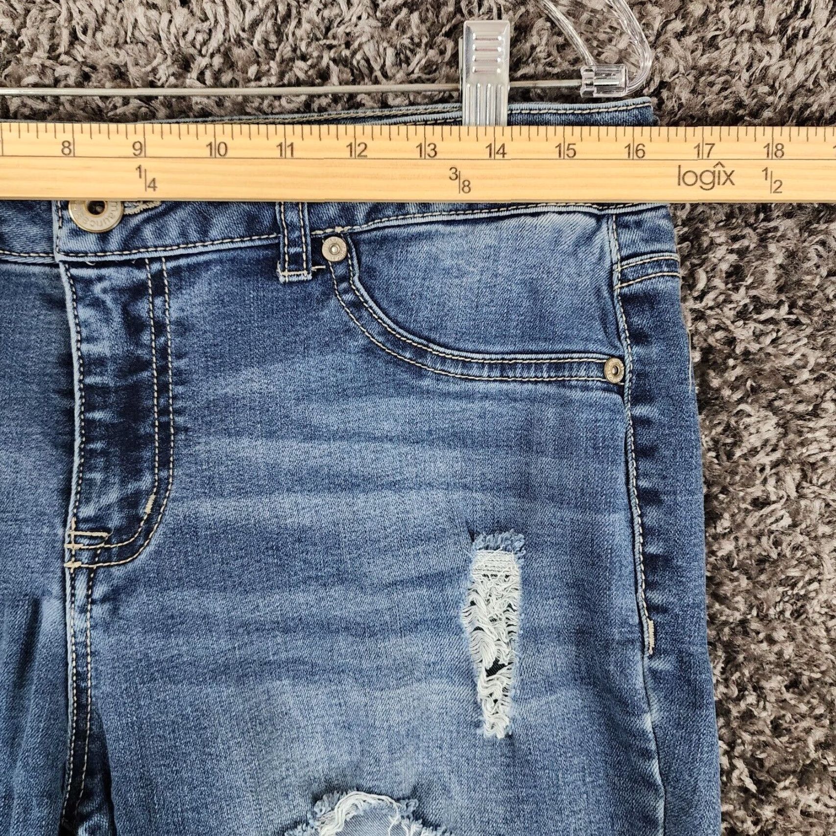 Vintage Maurices Womens Blue Distressed Ripped Stretch Jean Jeggings Large Womens Size 36" / US 14 / IT 50 - 4 Thumbnail