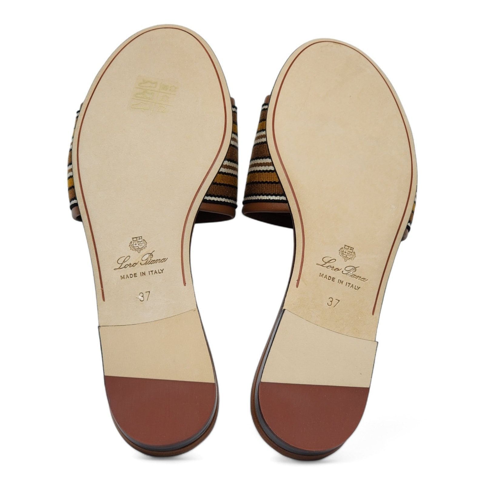 Loro Piana The Suitcase Stripe Sandals - Fabric Leather - Brown 37 $750 Size US 7 / IT 37 - 6 Thumbnail