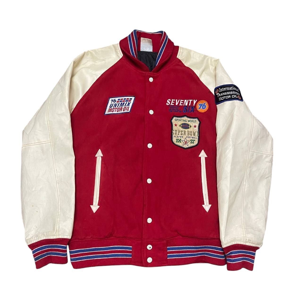 Japanese Brand Vintage 76 Lubricant Unimix Motor Oil Racing Jacket Size US L / EU 52-54 / 3 - 1 Thumbnail