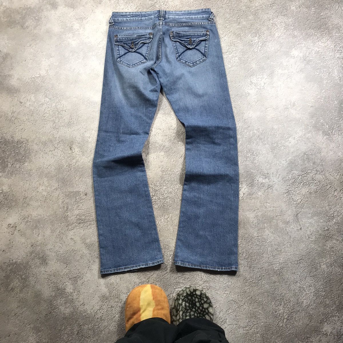 Vintage Vintage Y2K Distressed Flared Jeans Grunge Baggy Logo 32 Size 32" / US 10 / IT 46 - 4 Thumbnail
