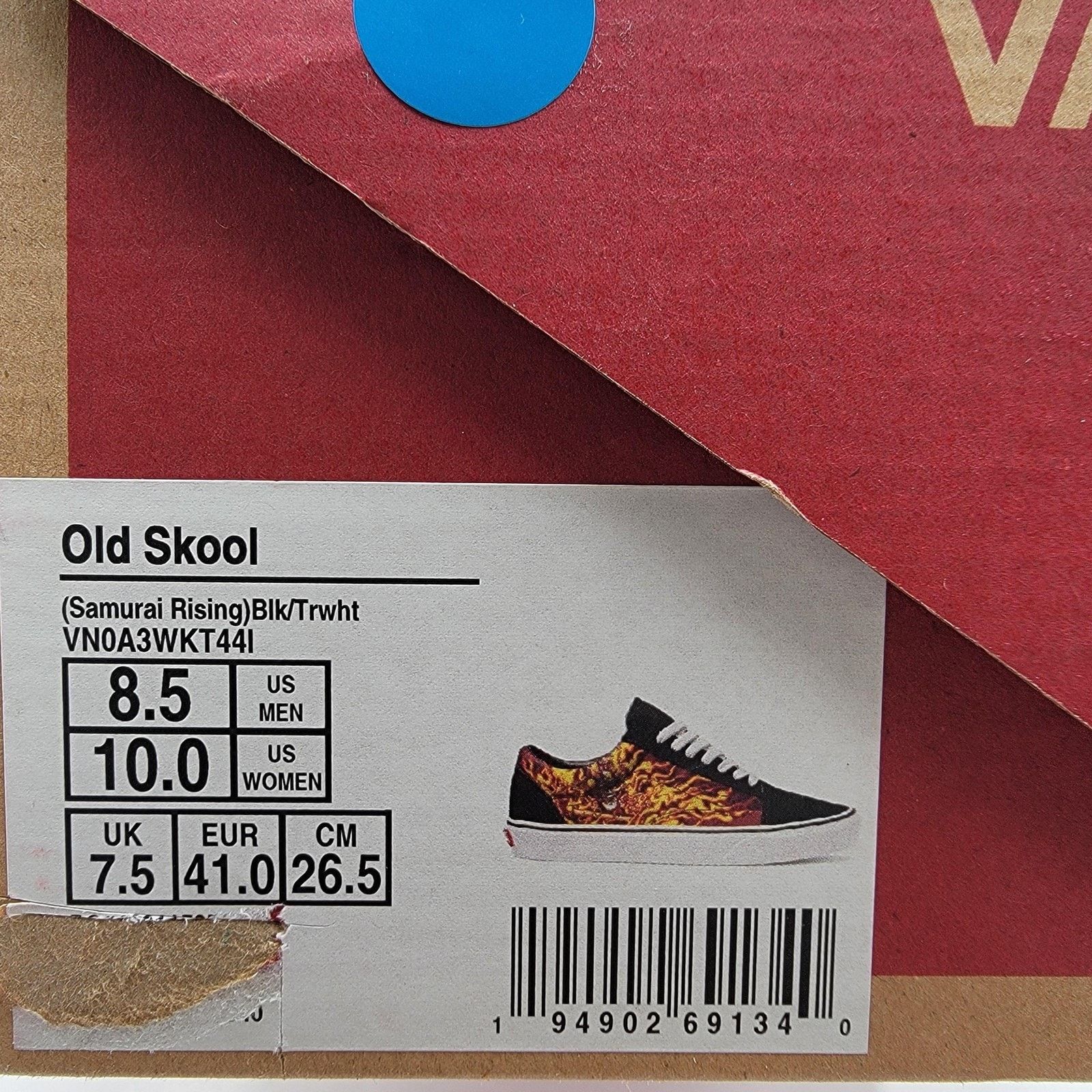 Vans Vans Old Skool Mens Sz 8.5 Black Samurai Rising Flames Skate Size US 8.5 / EU 41-42 - 8 Thumbnail