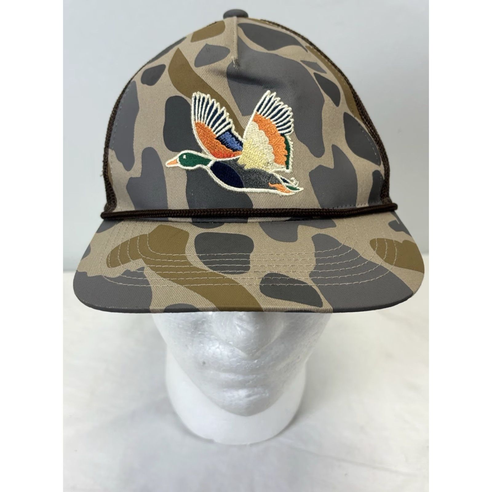 Vintage Burlebo Baseball Cap Hat - Duck Camouflage Trucker Snapback Adjustable One Size Men Hunting Cap Brown with Rope Size ONE SIZE - 2 Thumbnail