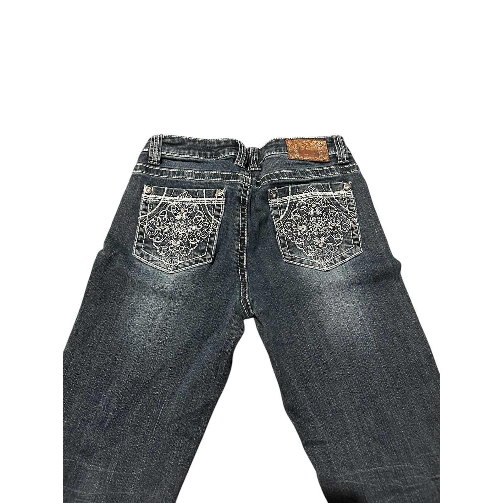 Other Medium Wash Blue Embroidery Bootcut Western Denim Jeans Size 31" - 3 Thumbnail