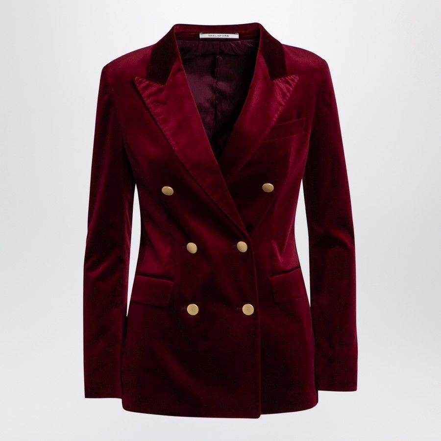 Tagliatore o1d2blof1024 Double-Breasted Jacket In Red Velvet Size S / US 4 / IT 40 - 1 Thumbnail