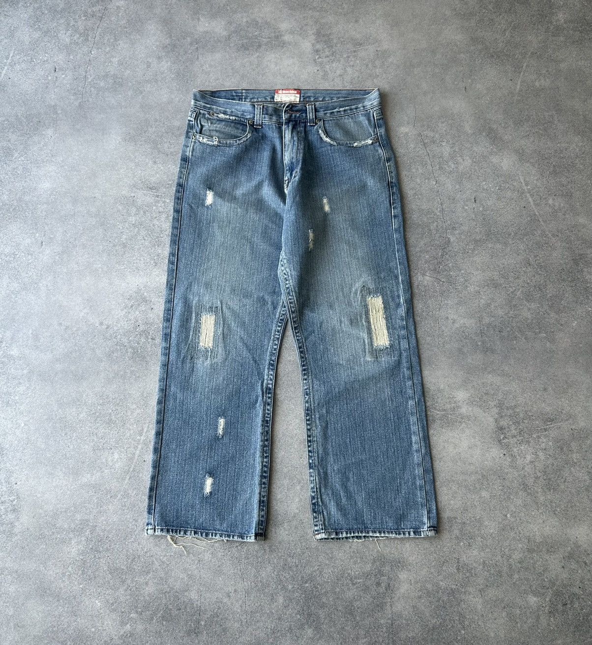 Japanese Brand Vintage Machine Distressed denim baggy jeans mens Size US 32 / EU 48 - 2 Thumbnail
